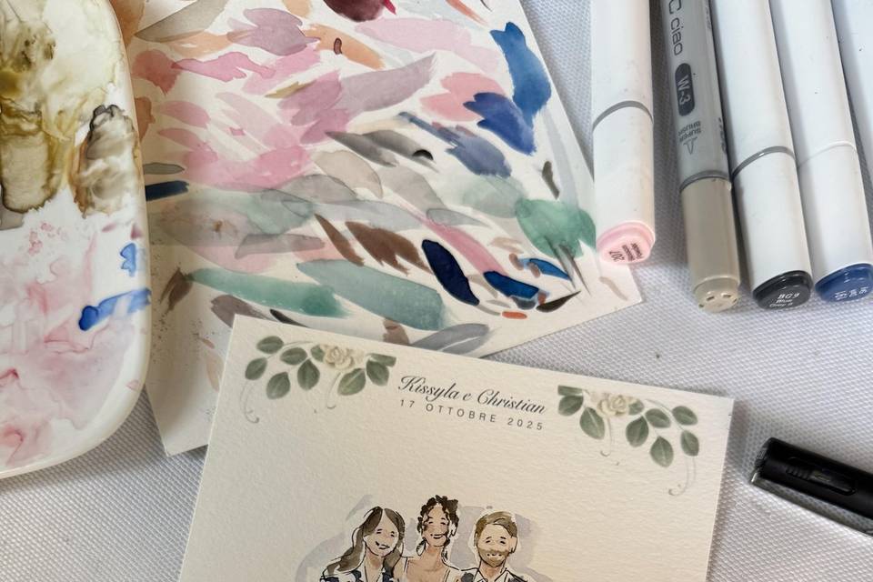 Sketch con sposa