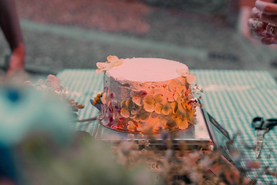 Torta e fiori selvatici