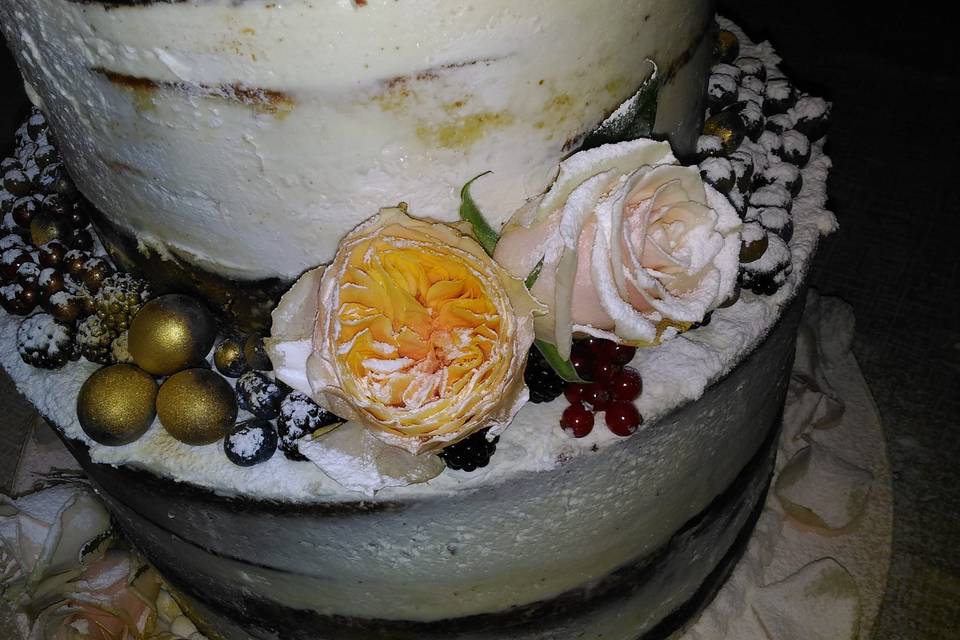 Gold fruit and roses