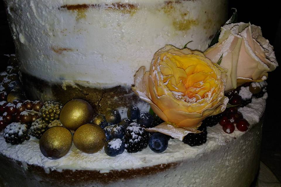 Gold fruit and roses