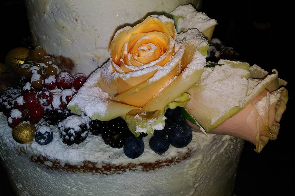 Gold fruit and roses