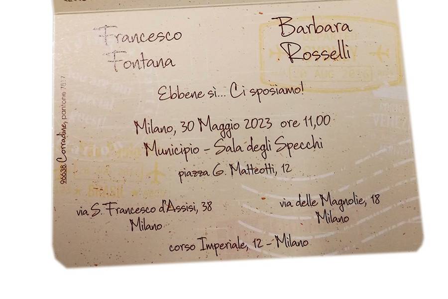 Part. Matrimonio Passaporto