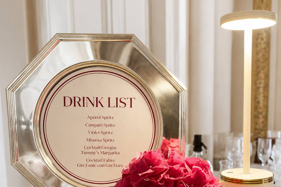 Drink list open bar