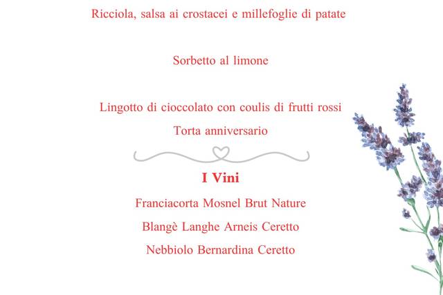 Menu anniversario