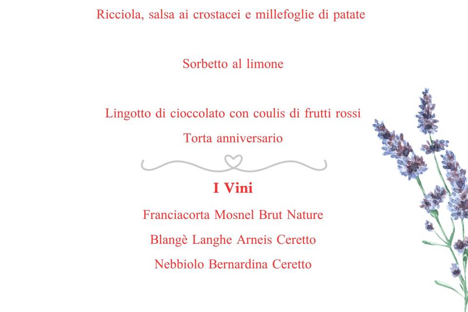 Menu anniversario