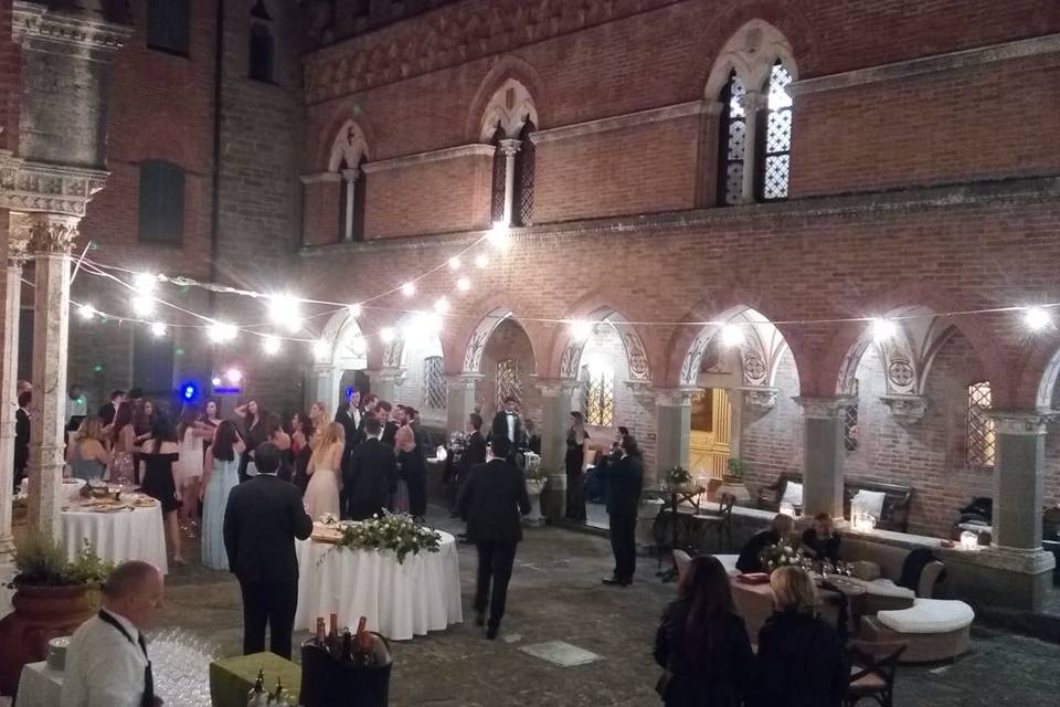 Wedding with string lights