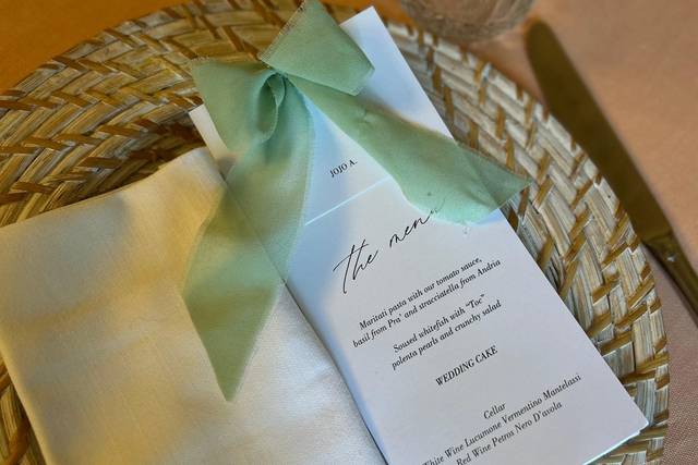 Menu con segnaposto nastro