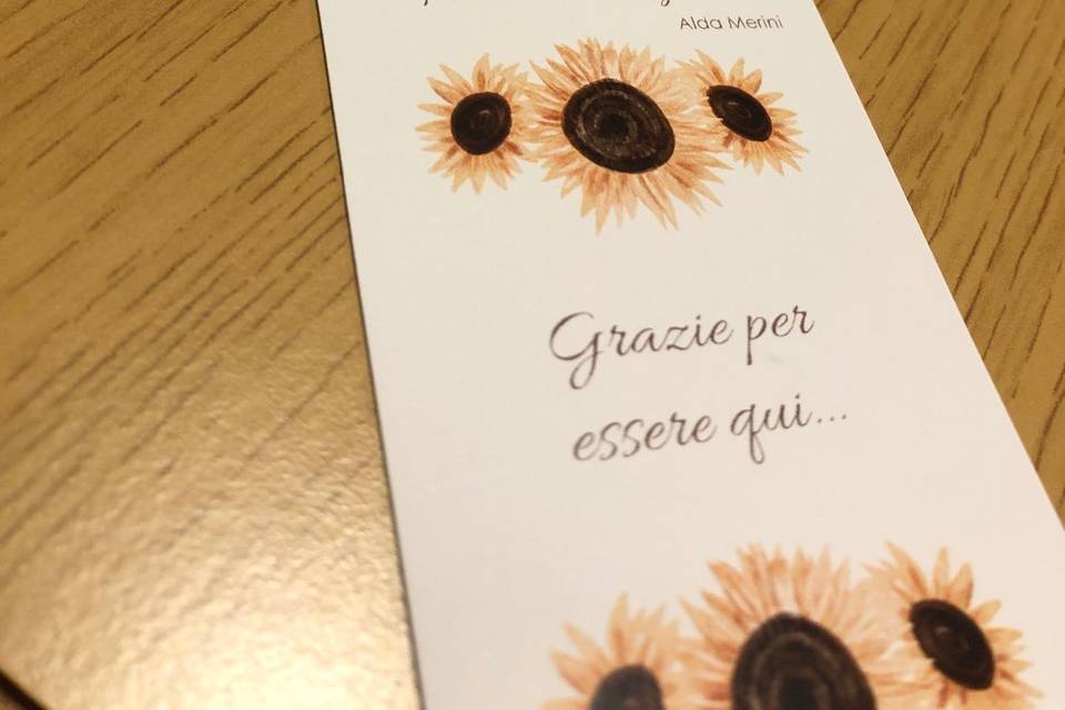 Ringraziamenti nozze girasoli