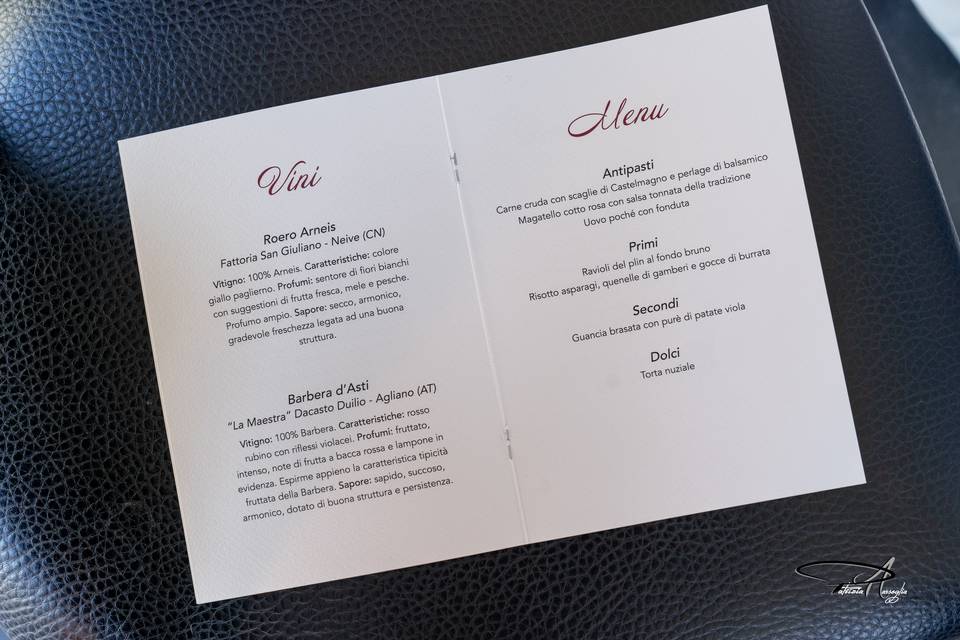 Menu e vini