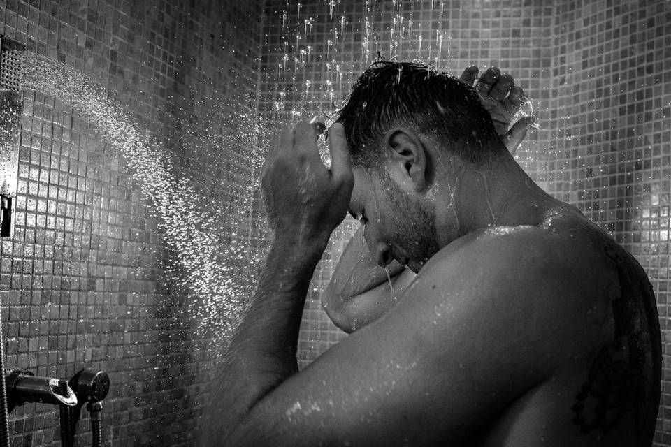 Groom getting ready