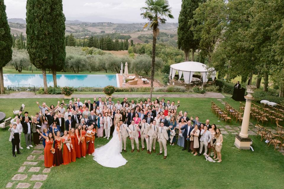 Foto di gruppo col drone