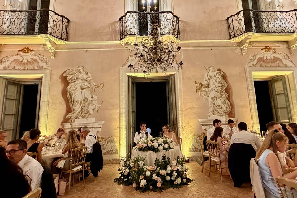 Uplights in the dining room