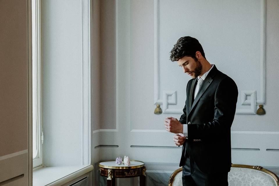 Groom preparing