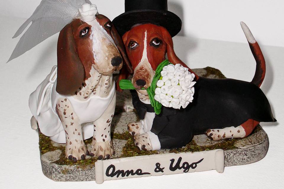 Cake topper sposi con cani