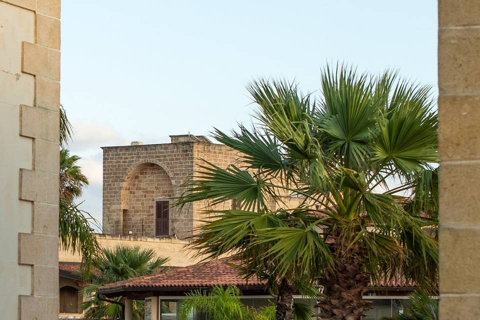 Vista della masseria dal borgo