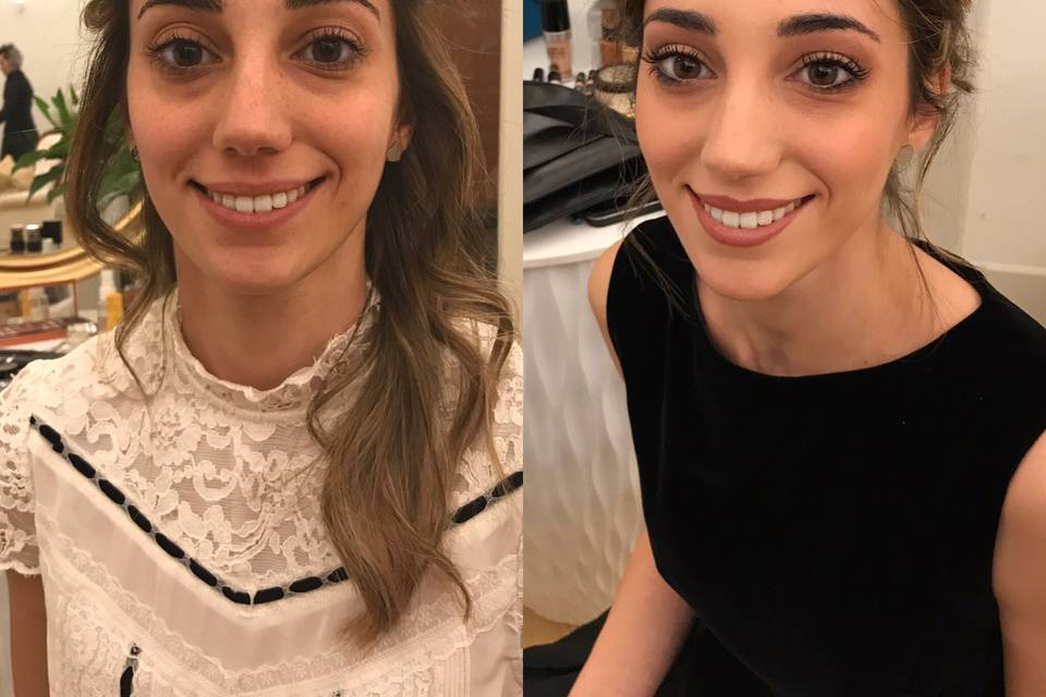 Prima e dopo trucco e capelli