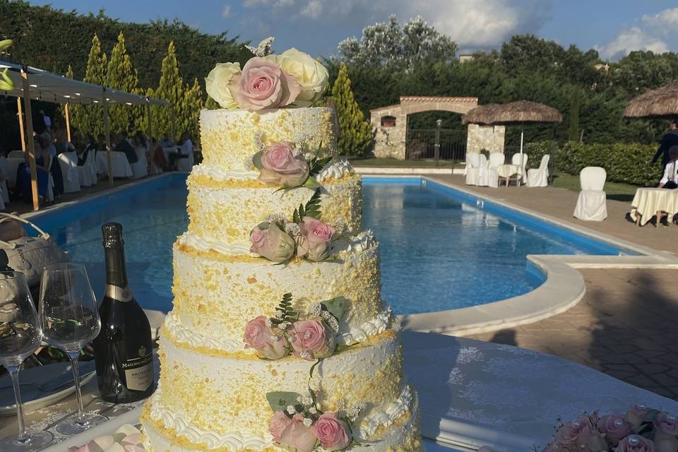 Torta nuziale in piscina