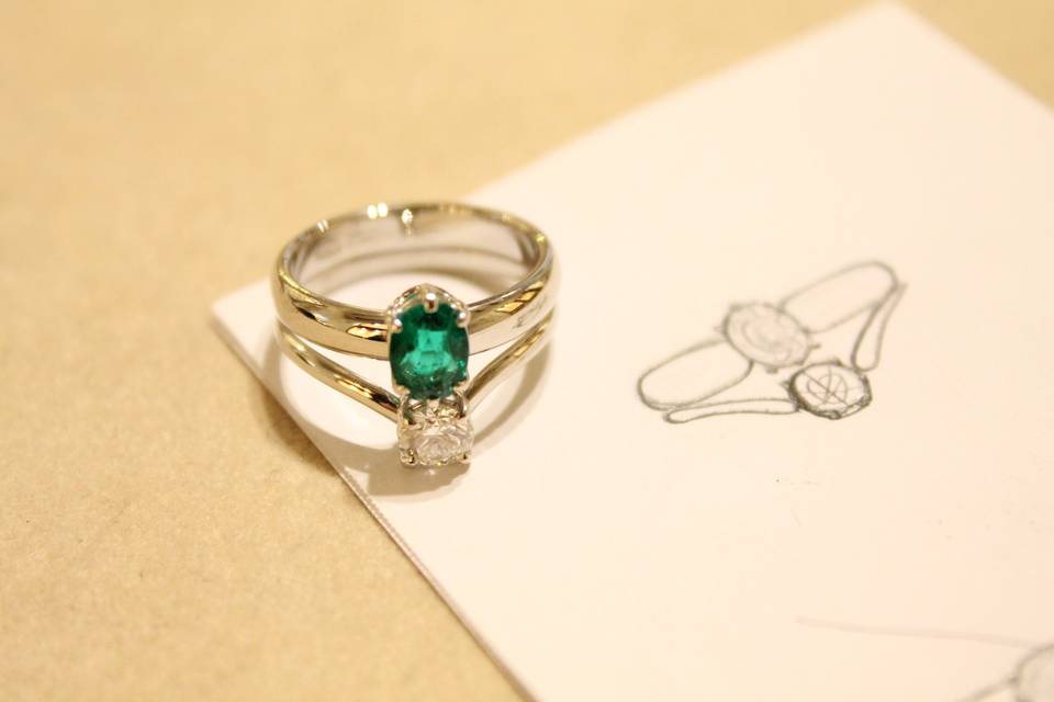 Anello smeraldo e diamante