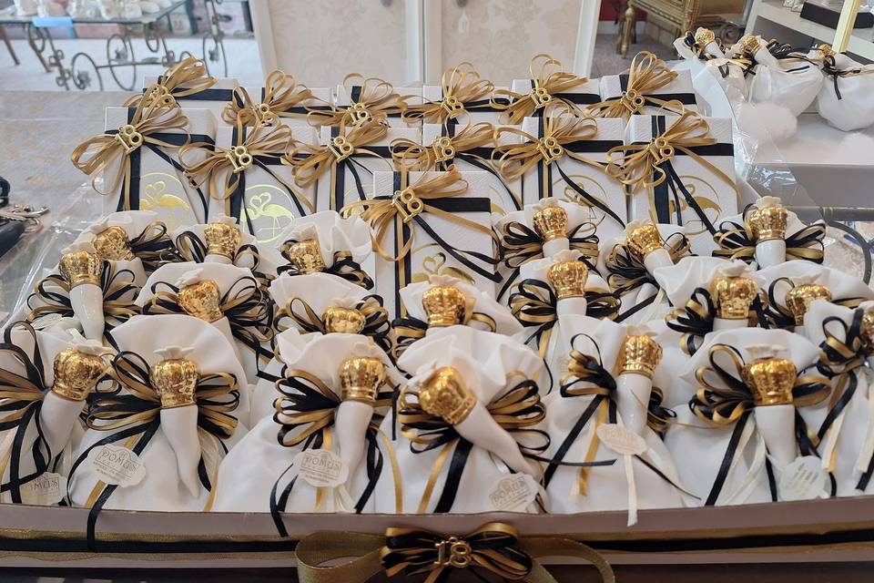 Corno ceramica oro e bianco