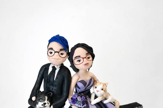 Cake topper con gatti e musica