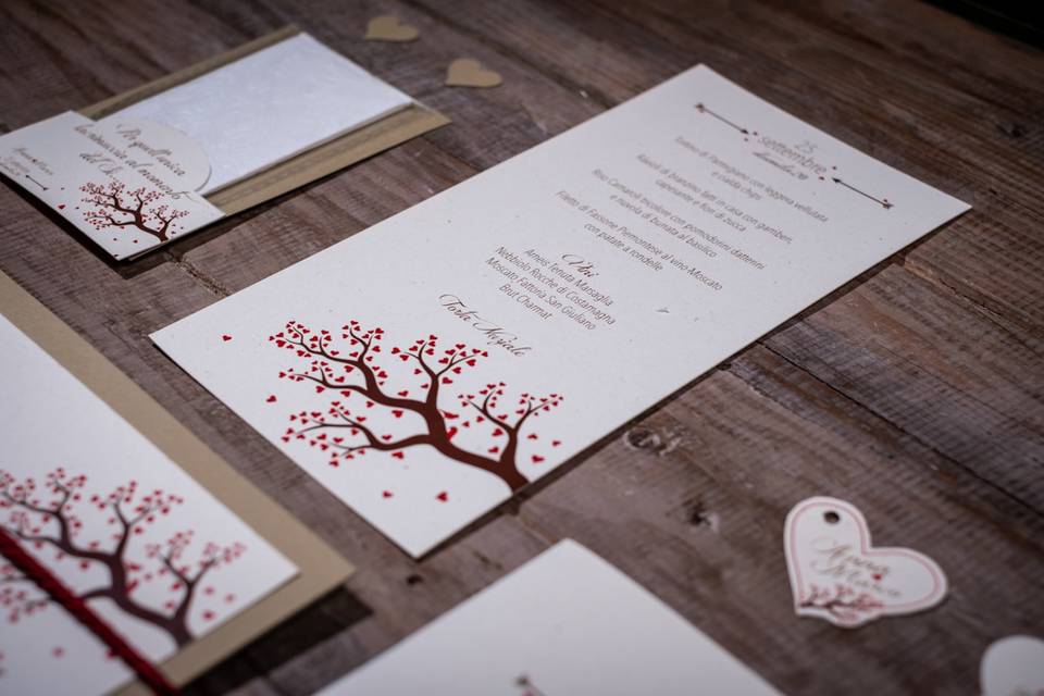 Menu matrimonio albero cuori