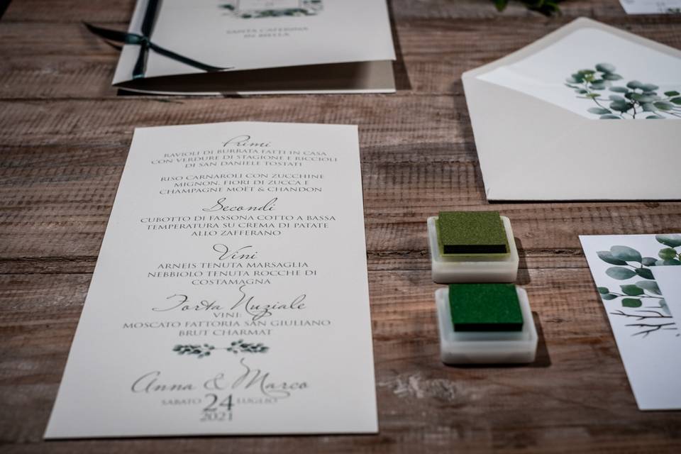 Menu ospiti nozze green