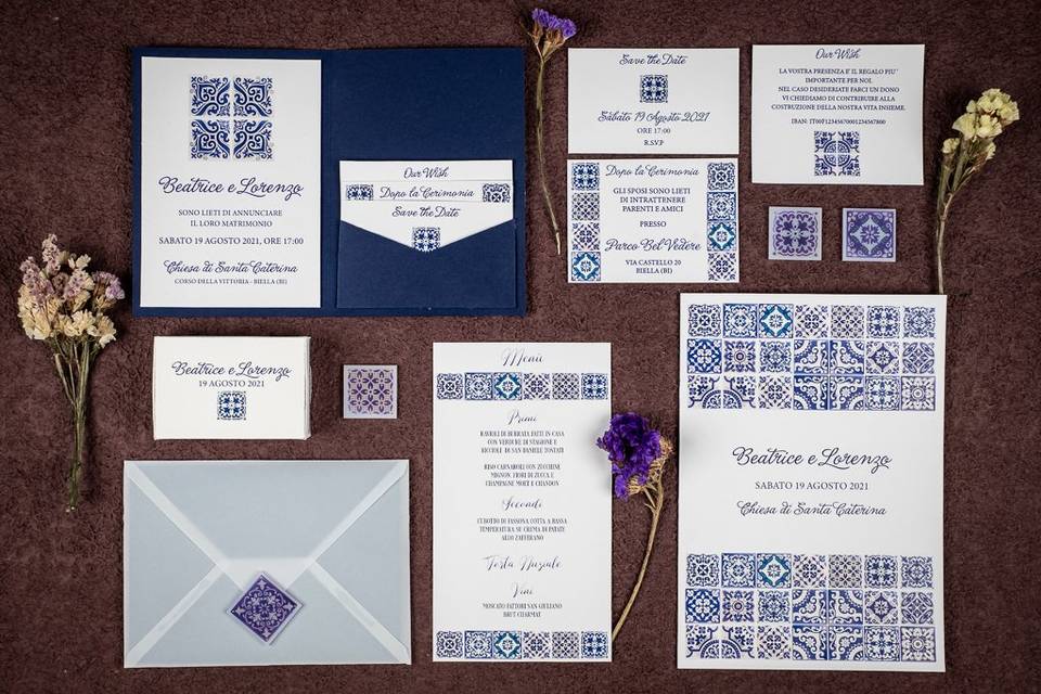 Coordinato matrimonio maiolica