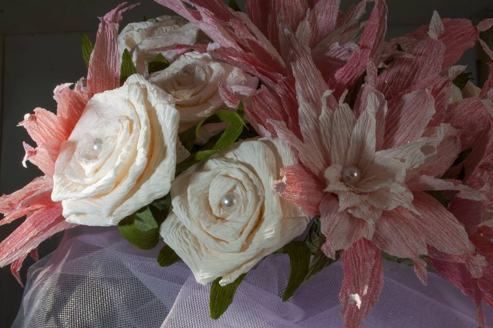 Bouquet fiori rosa e bianchi