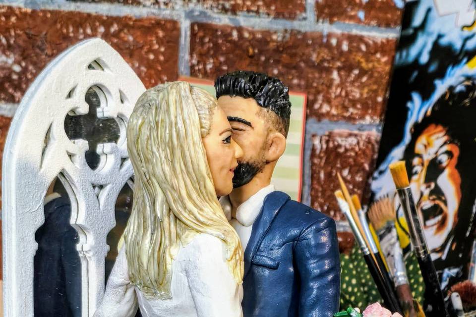 Scultura matrimonio con gatti