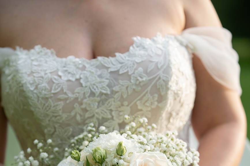 Gypsophila and roses bouquet