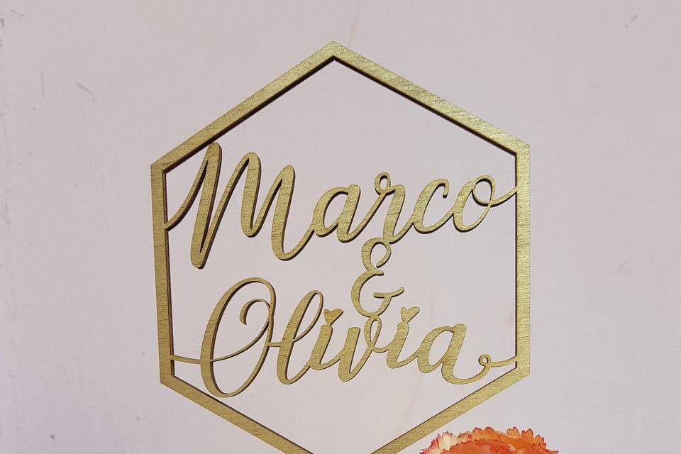 Cake topper personalizzato oro