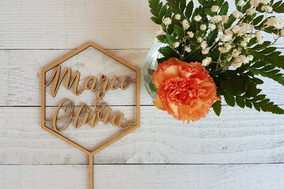 Cake topper personalizzato oro