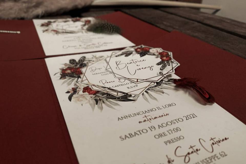 Partecipazione matrimonio boho