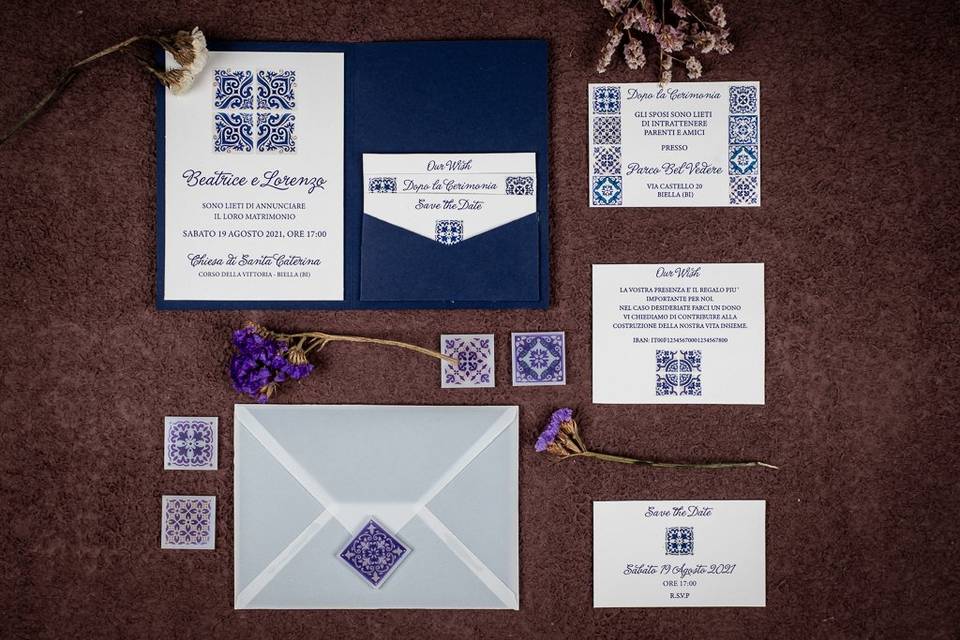 Matrimonio maioliche blu