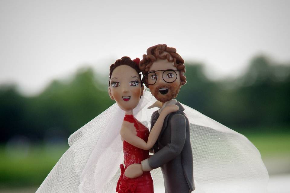 Cake topper sposi in rosso