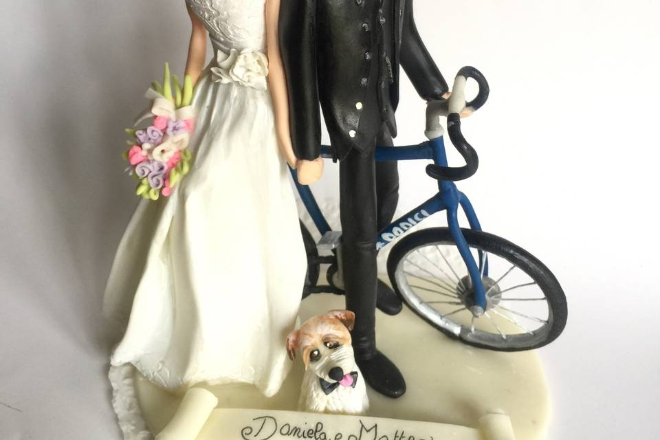 Cake topper sposi in bici